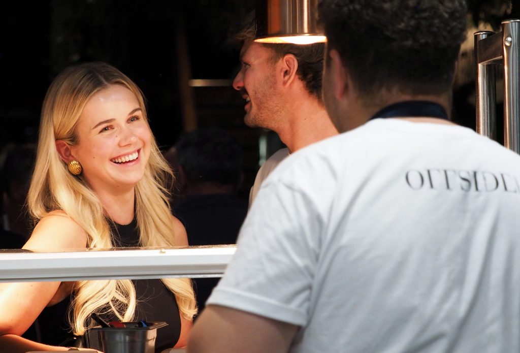 Customers chatting to chef at Offside Dining